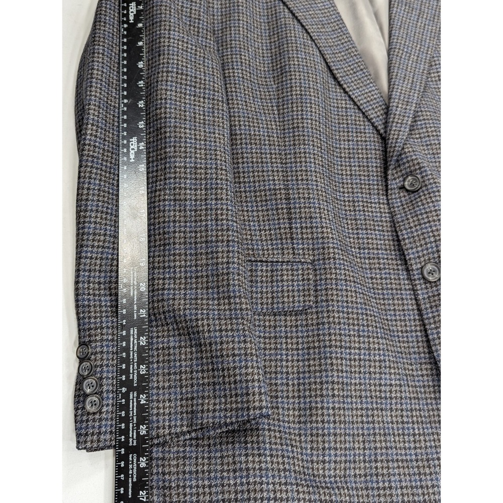 Chaps Ralph Lauren Blazer Suit Jacket Soft Wool Houndstooth Subtle Plaid 48R EUC - Picture 10 of 13